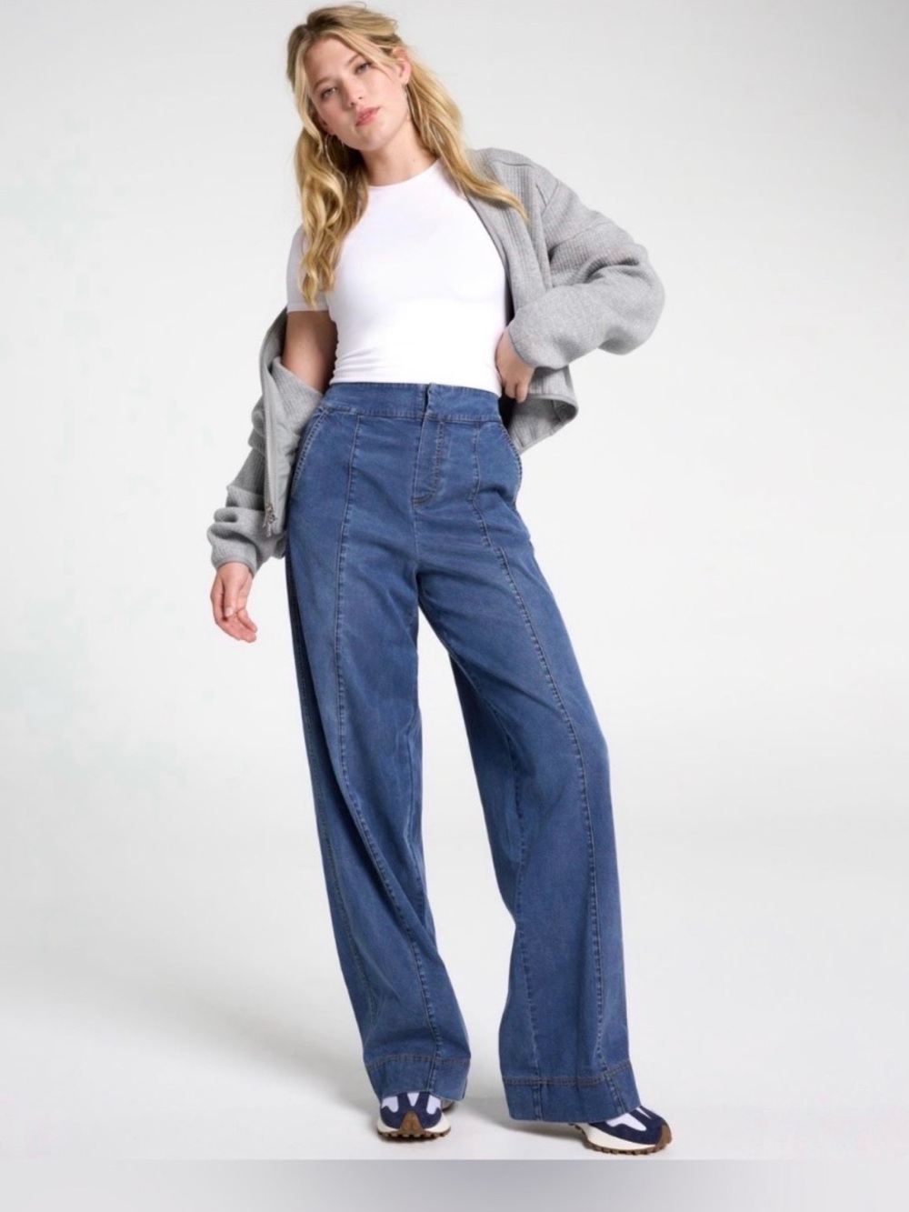 CALIA by Carrie Underwood High-Rise Wide Leg Denim Jeans - Blue